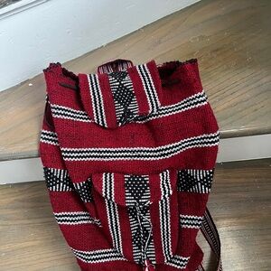 Red and Black Striped Backpack